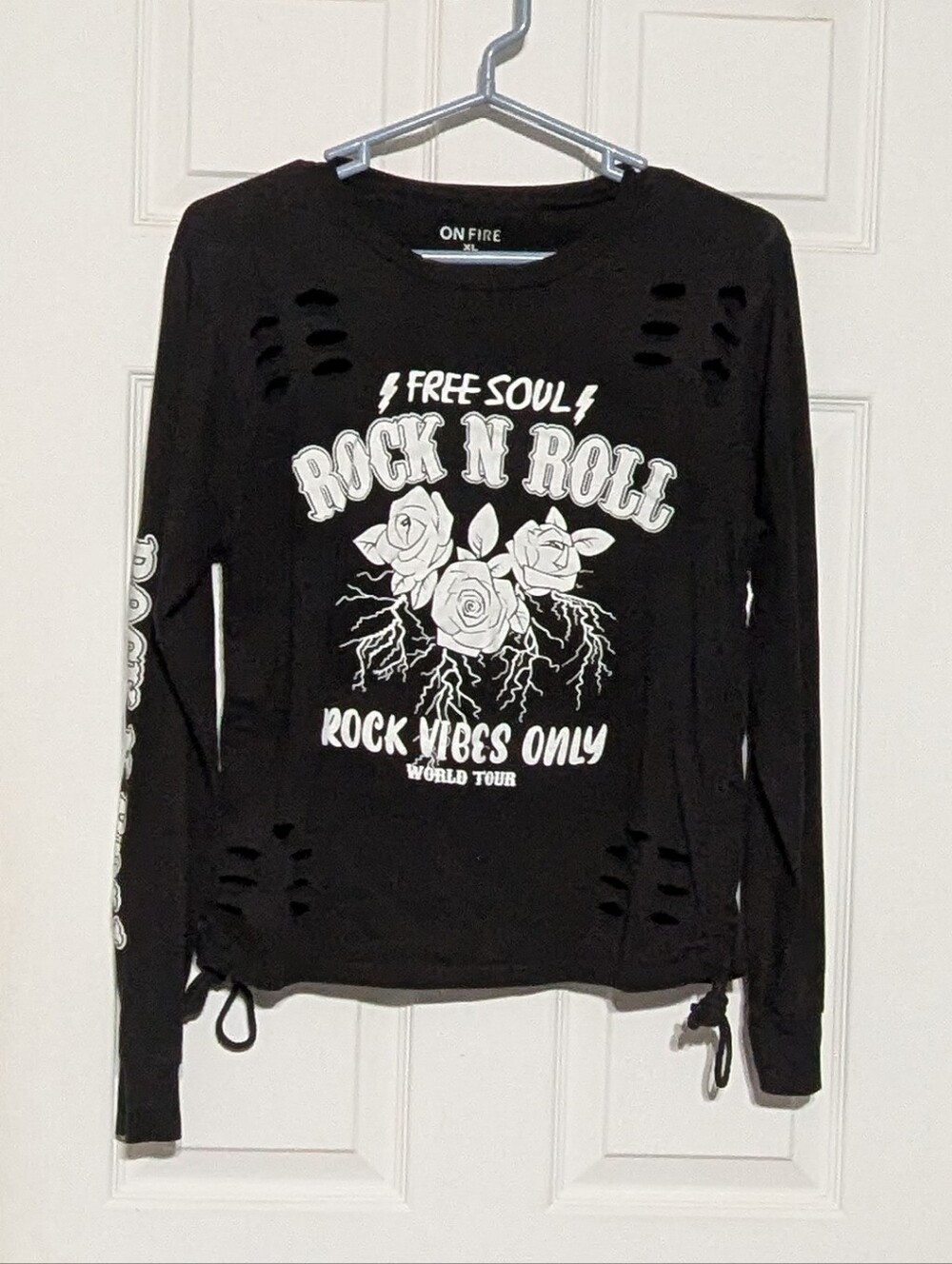 ON FIRE Black ‘Rock N Roll’ Graphic Long Sleeve